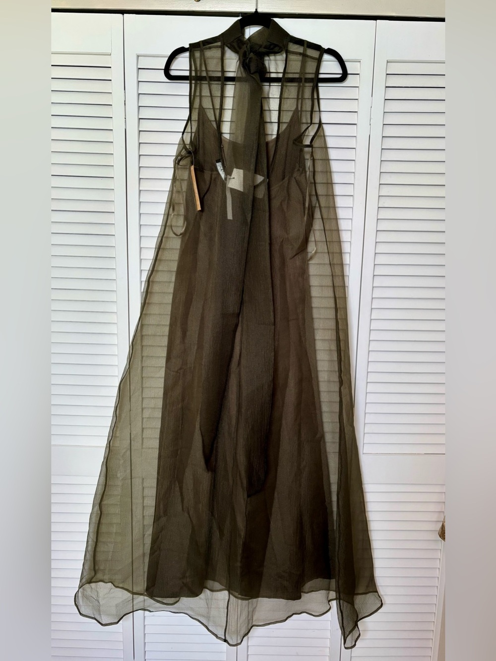 NWT CAARA Alette Organza Elegant Moss Grey Olive Dress S , L ,XS ,M - Picture 8 of 10